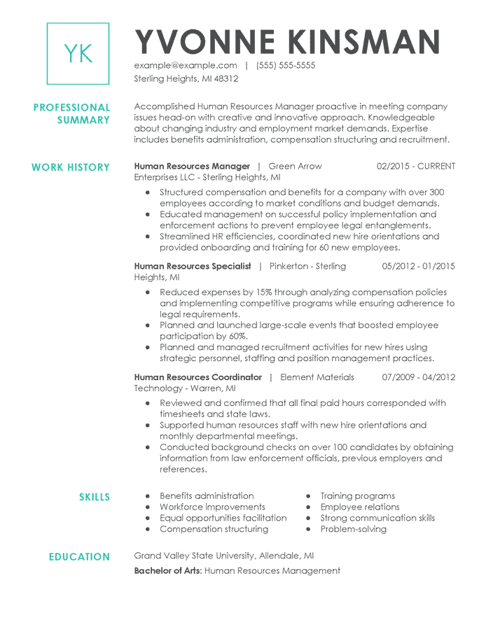 Human Resource Manager Resume Template