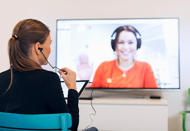 Business woman in a video conference