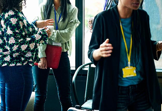 People doing networking in a room