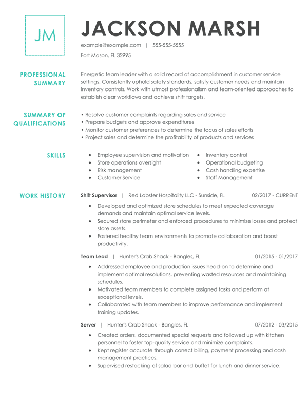 resume format hybrid