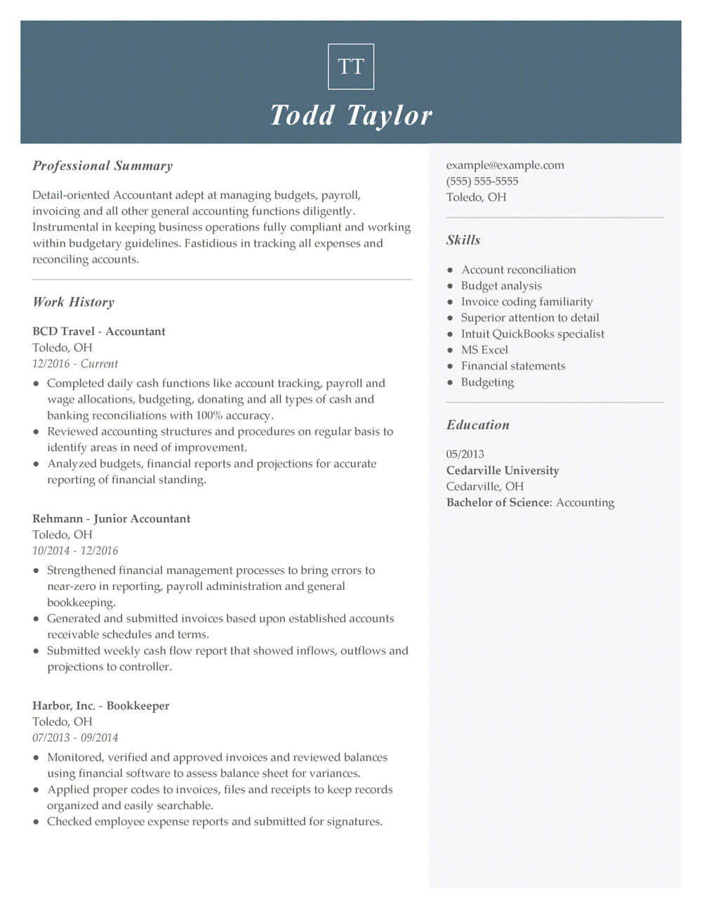 Accountant resume sample