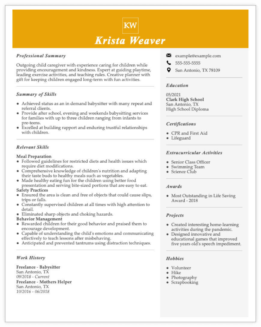 High School Resume