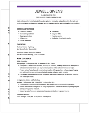 geologist cv template