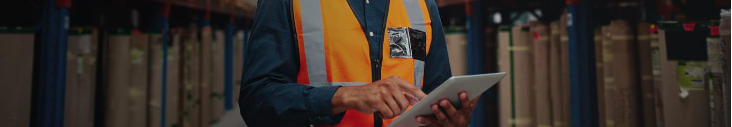 Inventory worker inside a storage facility