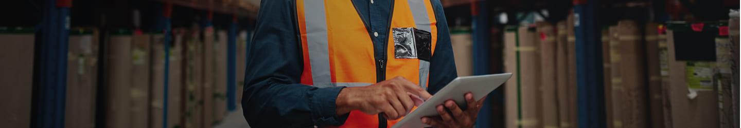 Inventory worker inside a storage facility