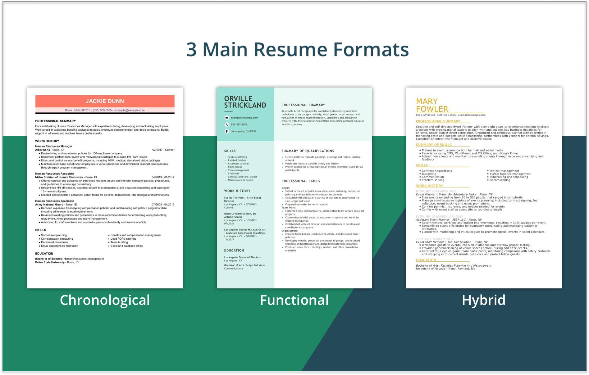 Three Main Resume Formats