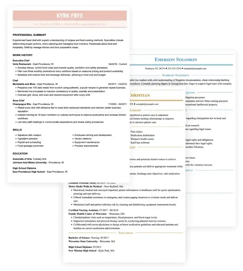 Resume layout banner
