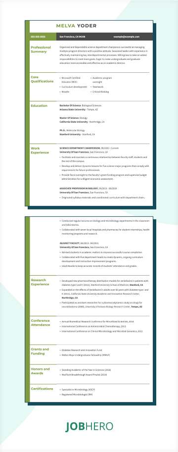 resumes vs CV template mob