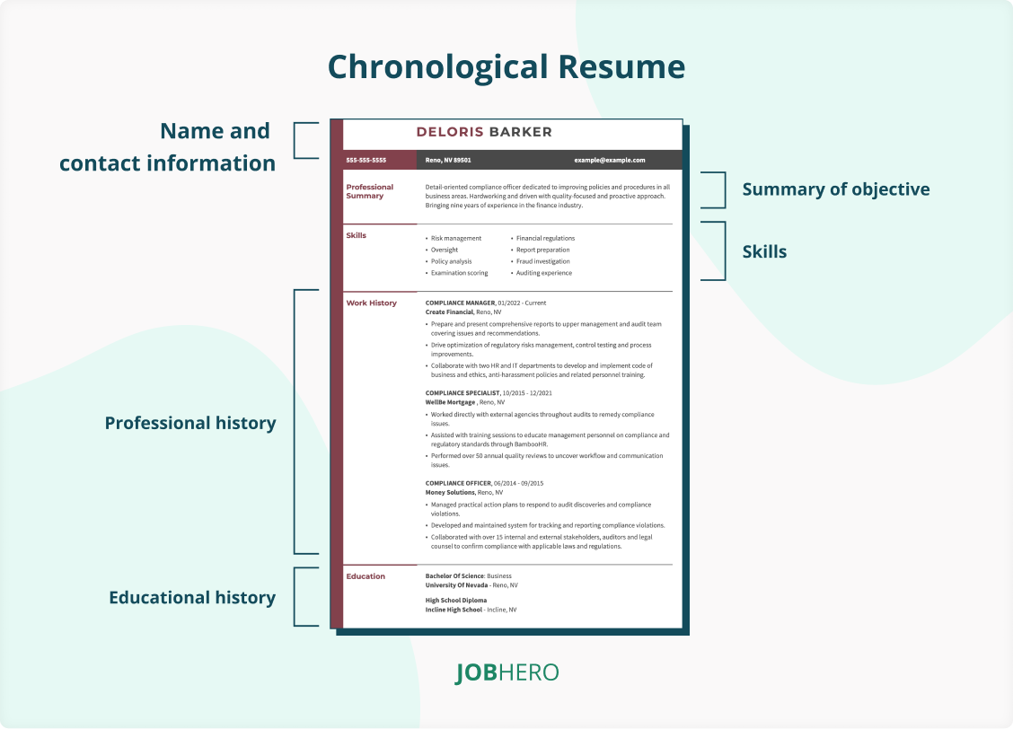 Chronological resume format