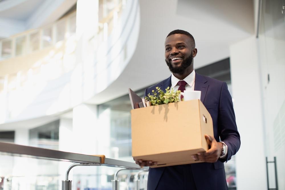 man leaving job