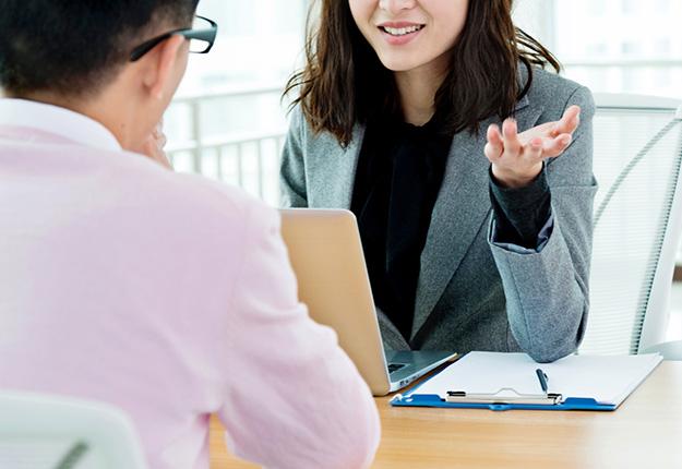 business interview man and woman