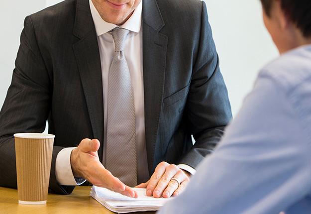 Two men in a job interview