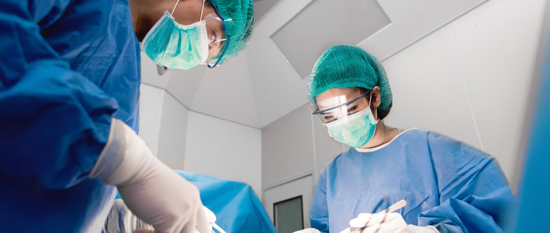 Two surgeons performing an operation