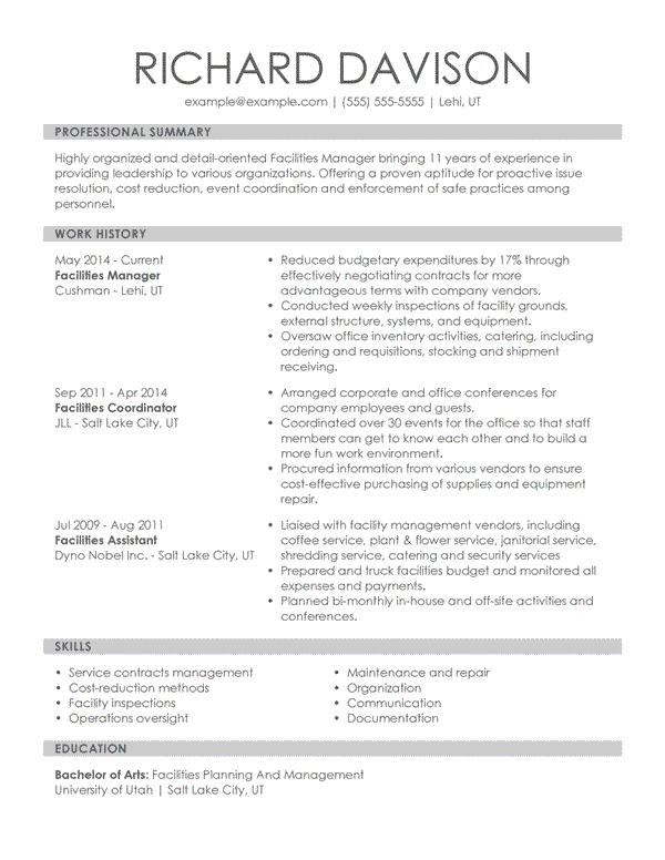 chronological format resume example