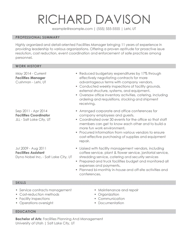 standard chronological resume format