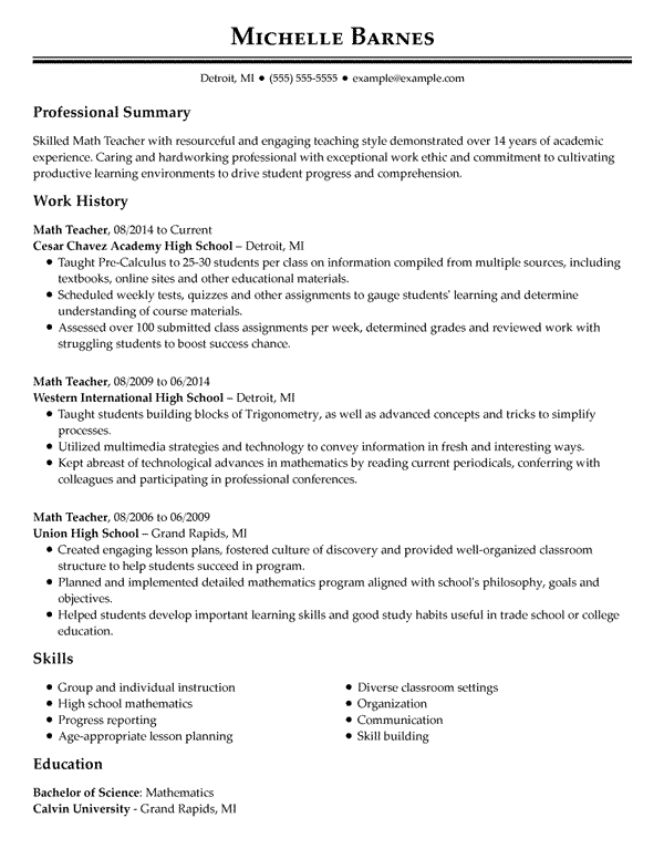 chronological resume objective sample