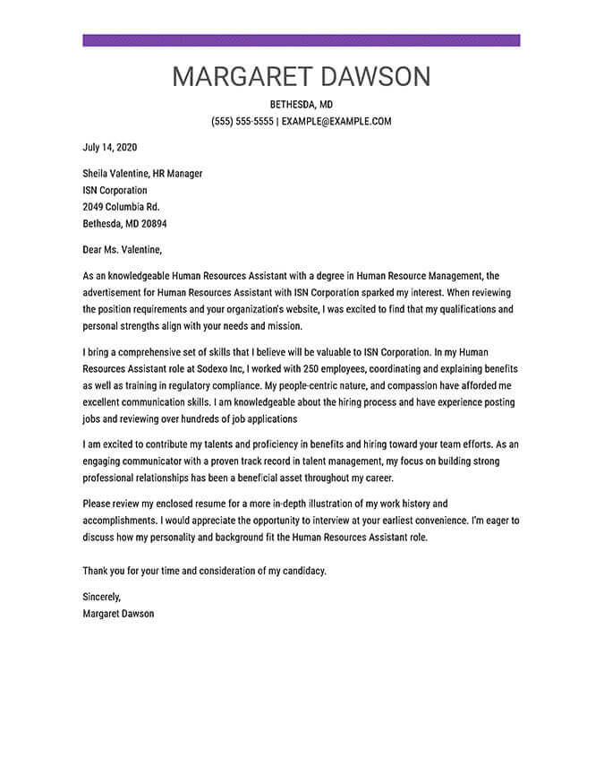 human resources cover letter jobhero