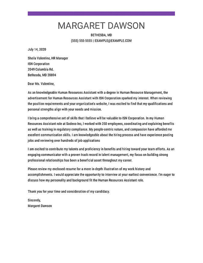 best cover letter for helper resume