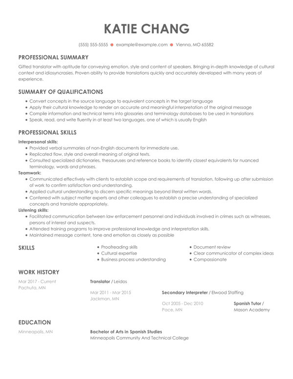 Chronological Resume