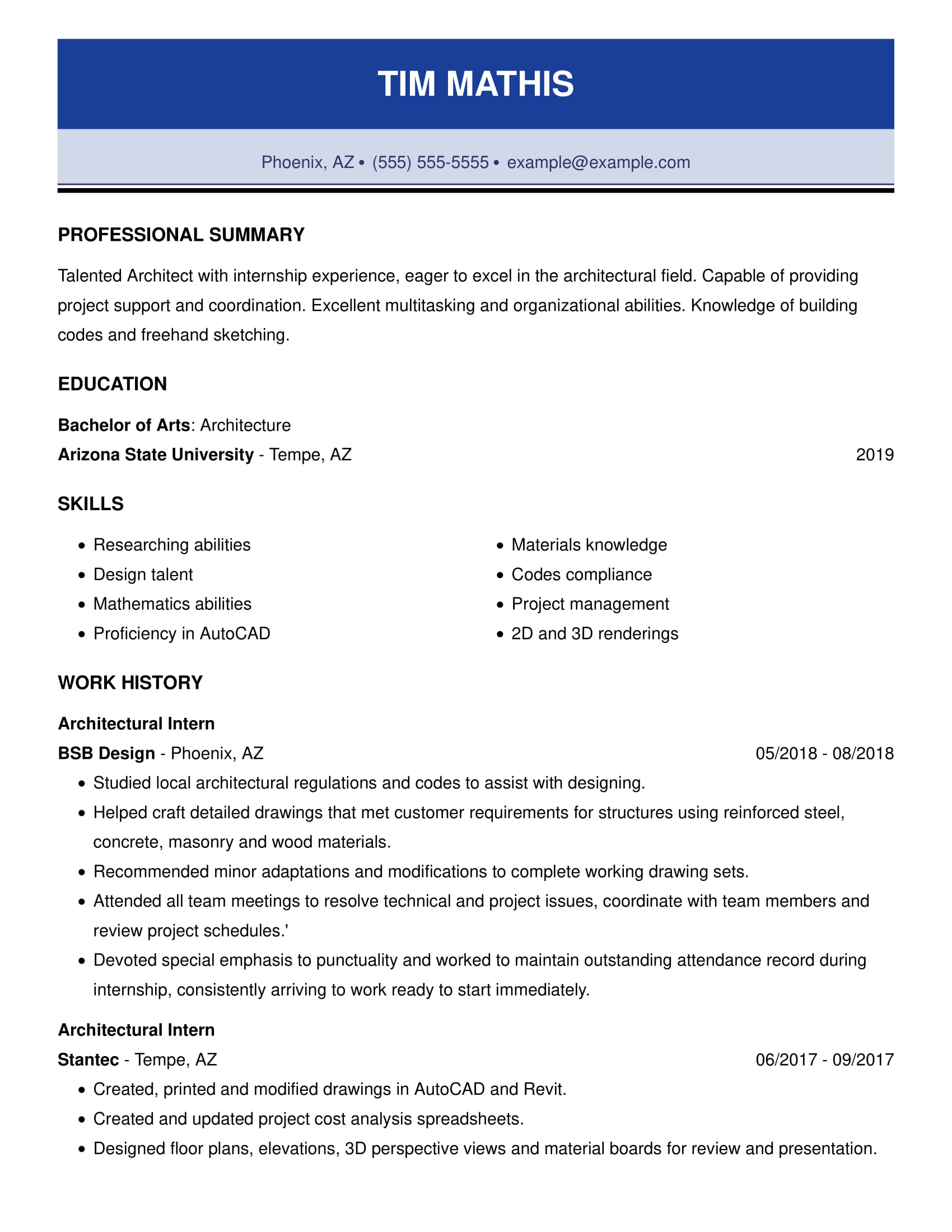 Chronological Resume archi