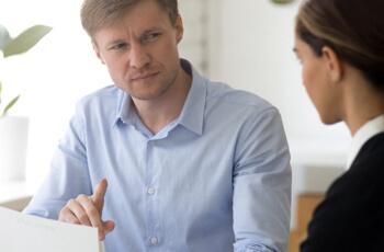 Man and woman having an interview