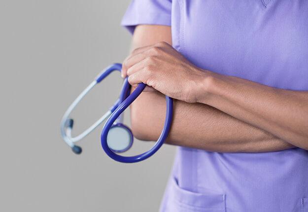 Female nurse holding a stethoscope