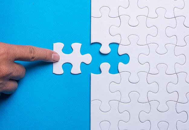 Placing a missing puzzle piece with finger